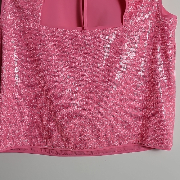 RACHEL ROY Addie Pink And White Speckled Sequin Sleeveless Top Size Medium - Picture 10 of 14